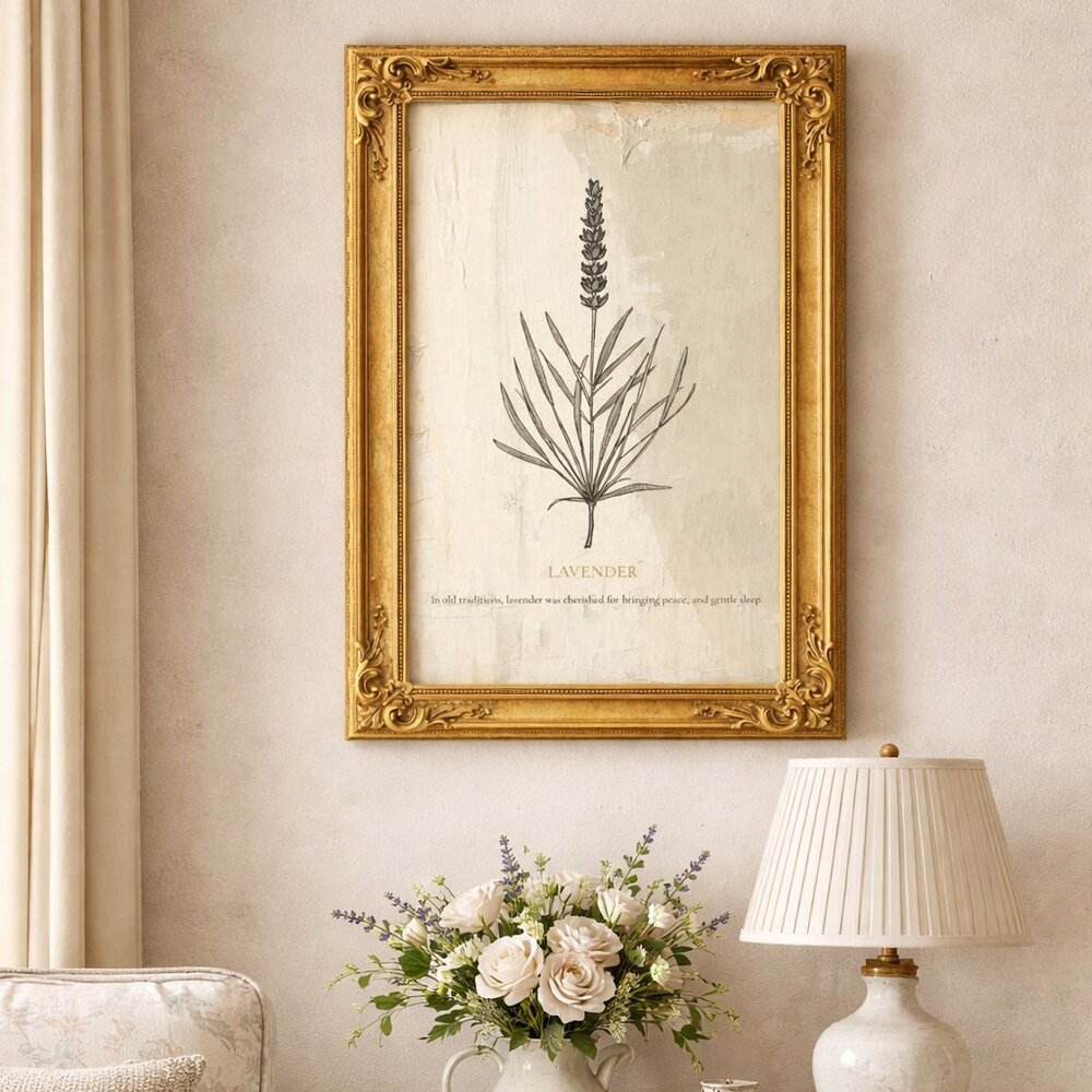 NEW Lavender Linen - Botanical Study, Vintage French Country Herb Print 8 x 10 - Picture 2 of 5